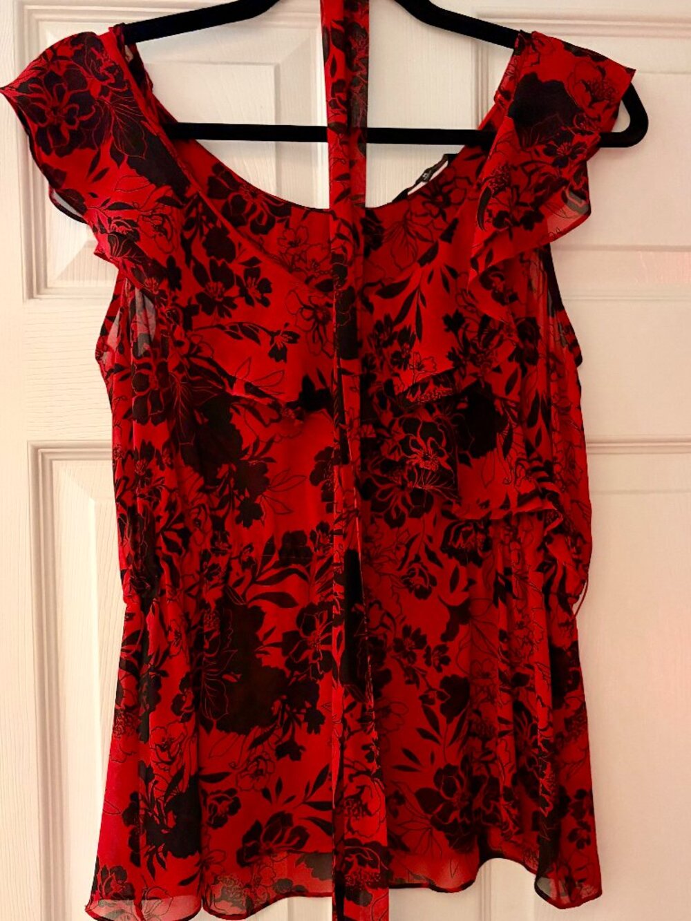 Vintage Express Red & Black Blouse with Belt